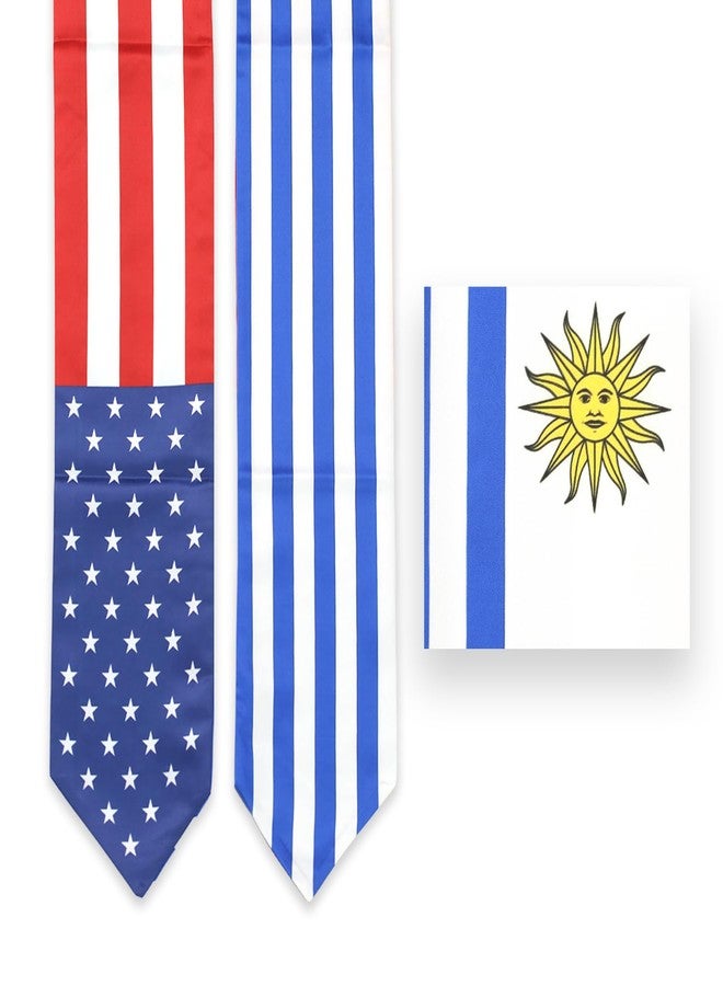 LLBFHH USA And Uruguay Flag Graduation Stole, Satin Embroidery Graduation Sash for International Students, 72 Inch Length. - Image 4